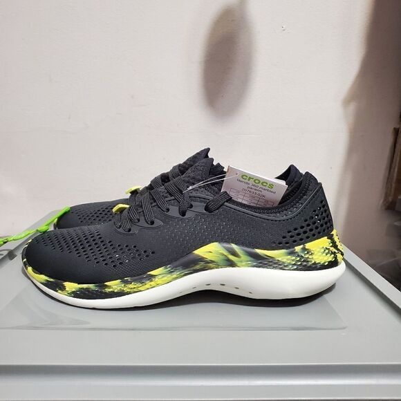 Crocs Men's Sz 9 LiteRide 360 Marbled Pacer Shoes 207633-02K Black/Yellow NWT - Picture 1 of 15